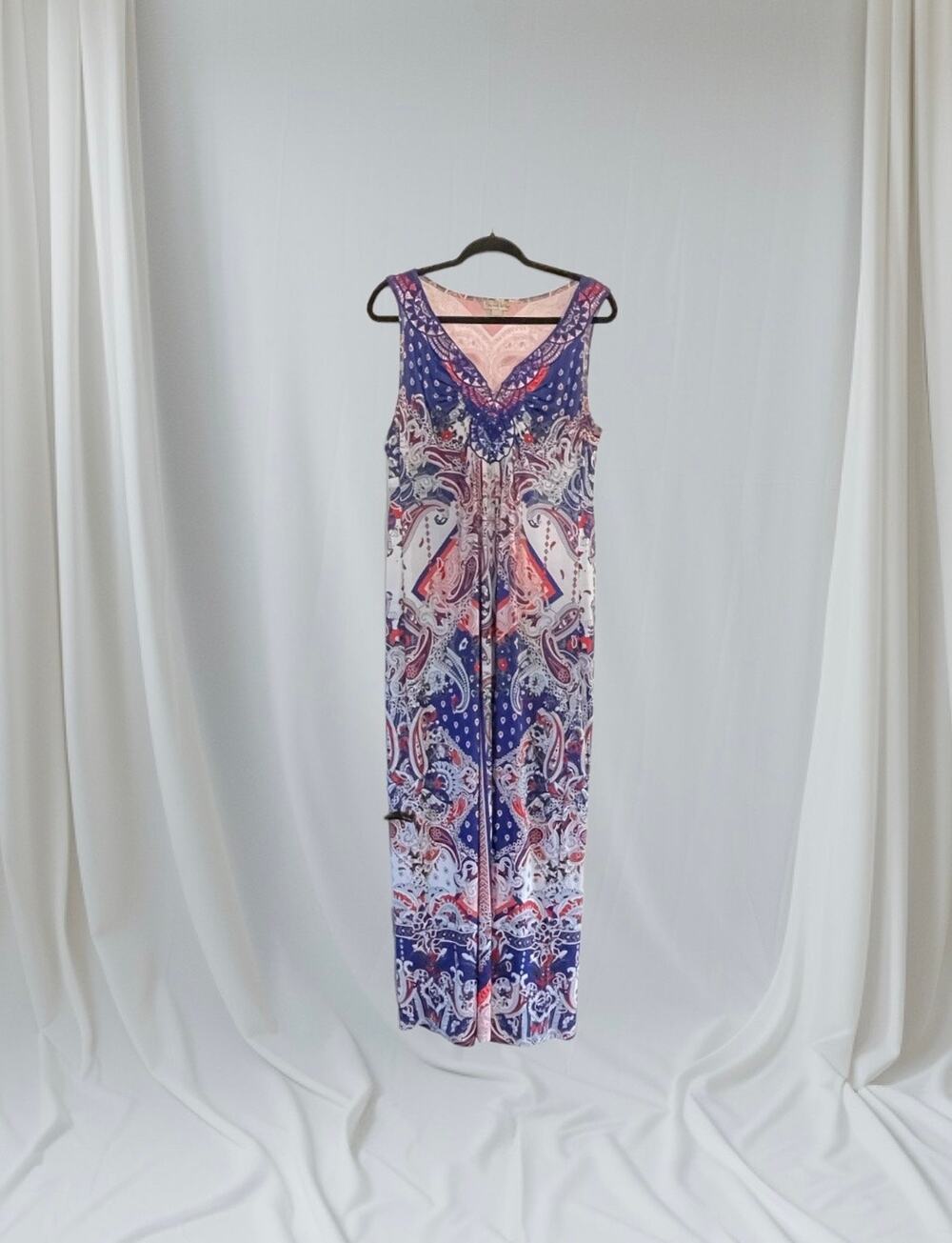 Large Maxi Patriotic Live And Let Live Summer Gown Dress Size